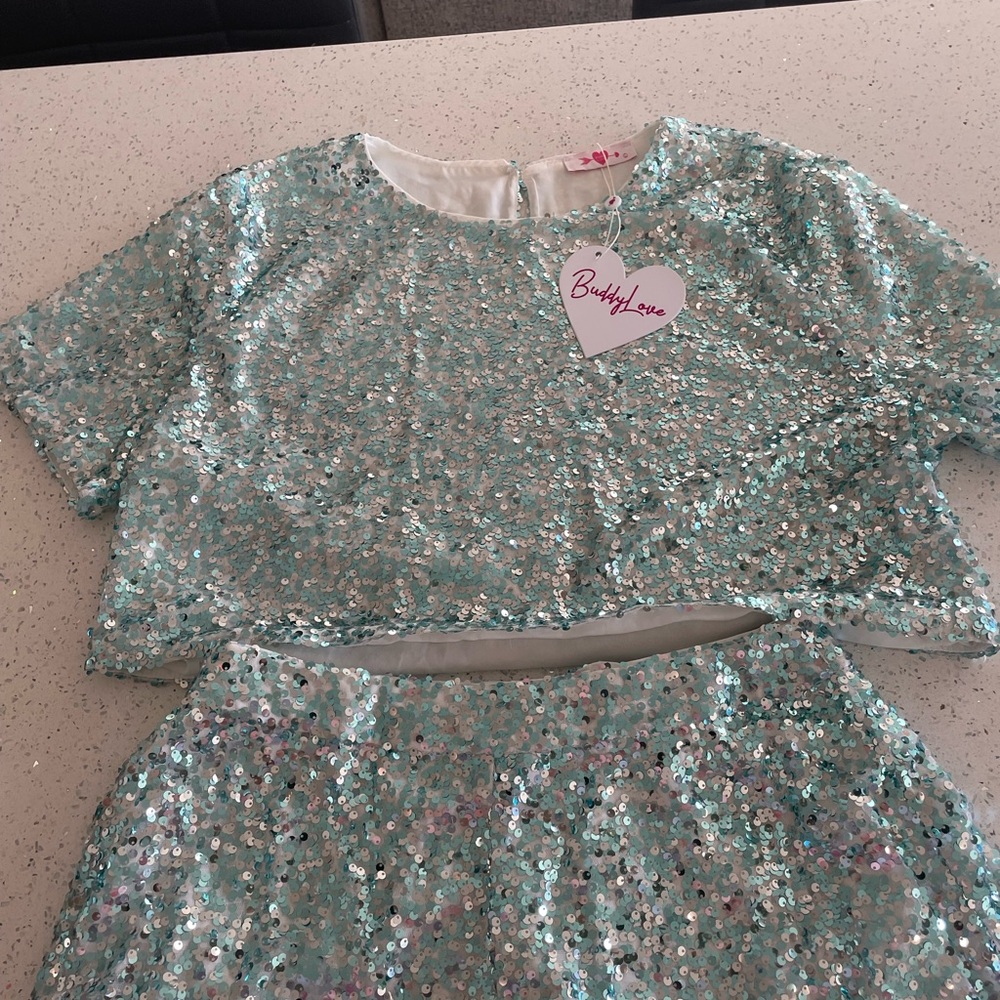 BuddyLove Sequin Crop Top and Skirt Set
